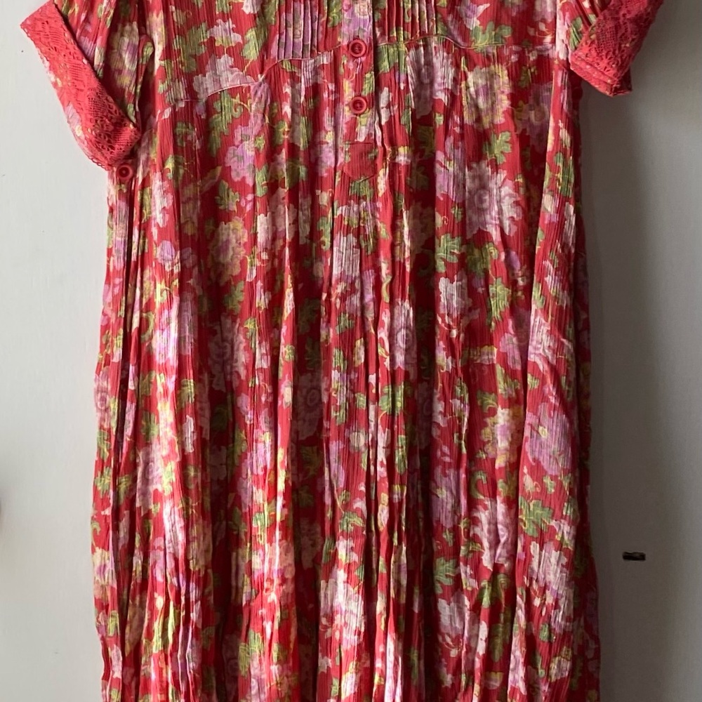 April Cornell Red and Pink Floral Dress